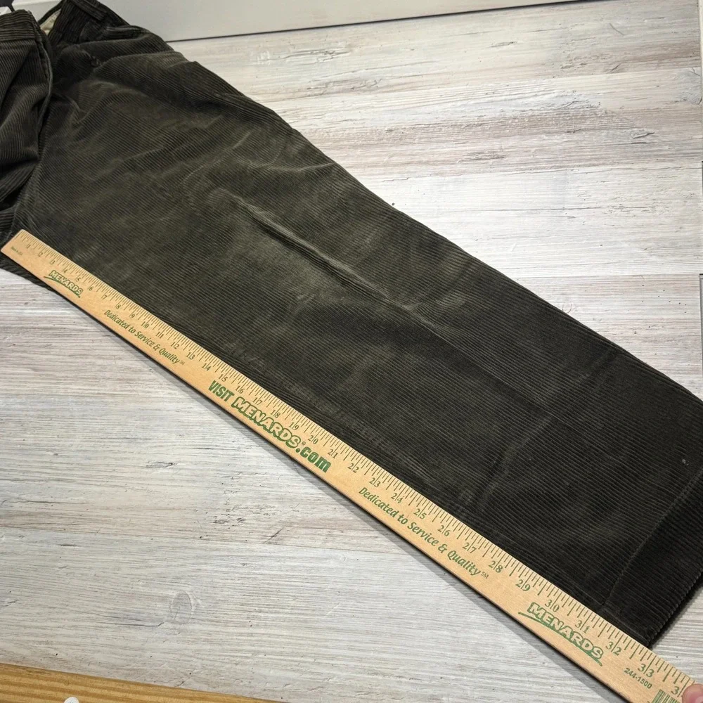 Banana Republic Smithfield Corduroy Pants Sz 38L Pleated Cuffed Hem Olive Baggy